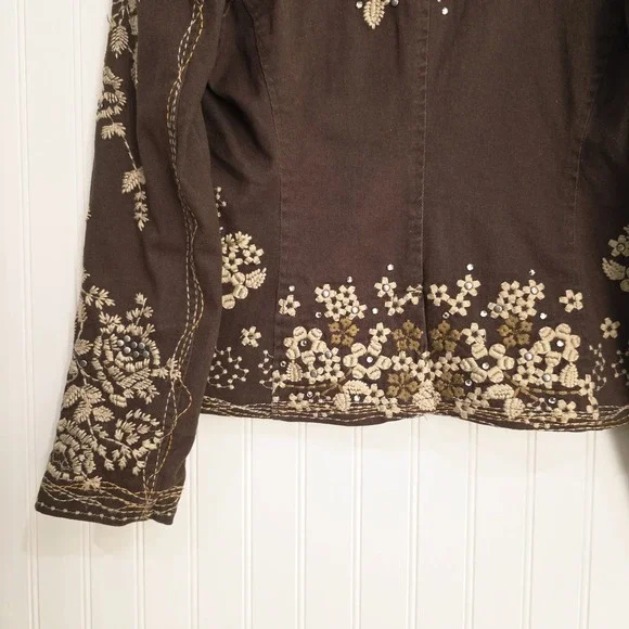 Paparazzi By Biz Embroidered Floral Jacket Size Medium - Picture 4 of 11